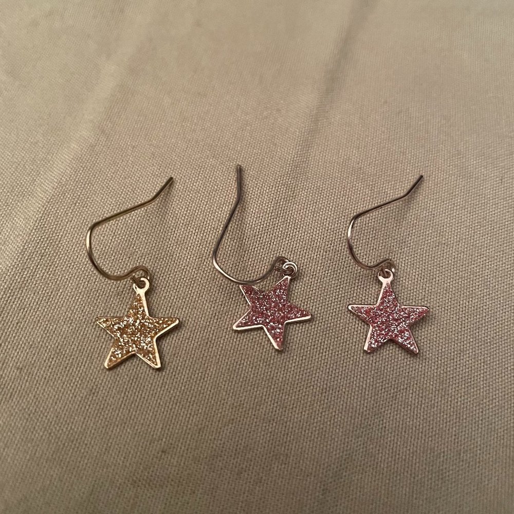Set of Three Sparkle Star Earings